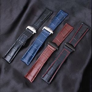 Horlogebanden Geschikt voor TAG Haoya Calera lederen band blauw bruin rood draad lederen herenband accessoires 19mm 20mm 22mm 230724