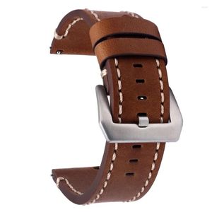 Bracelets de montre Bracelet en cuir de grain supérieur épais et solide bracelet de montre Vintage Crazy Horse bracelets de 24mm