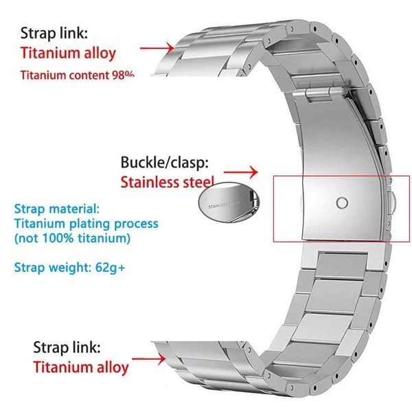 Bandas de reloj Titanium Metal Strap 22 mm 20 mm 18 mm de 16 mm Banda de reloj Release rápido Universal Bracelet Smart Watch Reemplazo BusinessL2404