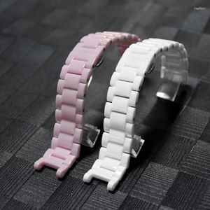 Bracelets de montres accessoires de marque supérieure bracelet à encoche zircone céramique avec 20mm 13mm largeur noir blanc et rose Deli22