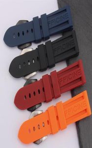 Bands de montre de qualité supérieure 24 mm noir rouge bleu orange étanche en silicone en silicone bandouche de bande de montre pour Pam Logo214S1581891