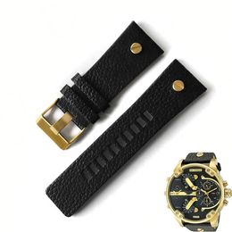 Bracelets de montre TOP bracelet de montre pour DZ7313 DZ7333 DZ7311 DZ7371 bracelet en cuir de vache avec Rivet doré 22 24 26 27 28 30mm véritable