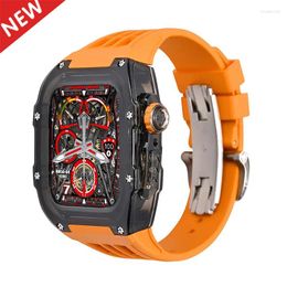 Horlogebanden Transparant Luxe Case Voor Apple Ultra 49mm 45mm 44mm Roestvrij Stalen Gesp Band IWatch 8 7 6 5 4 DIY Modificatie