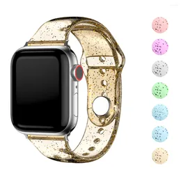 Horlogebanden Transparante siliconen band voor Apple Band 40 mm 44 mm 45 mm 41 mm 38 mm 42 49 Glitter Dames Sport Pols IWatch Ultra 8 7 SE 6 3