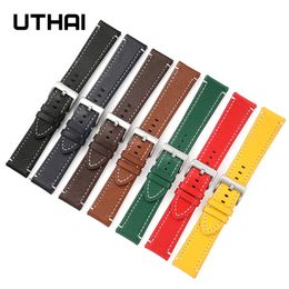 Bracelets de montres UTHAI Z15 Bracelets de montres 1824mm Bracelet 100% cuir de veau Couche supérieure double face en cuir souple et confortable bracelet haut de gamme 230803