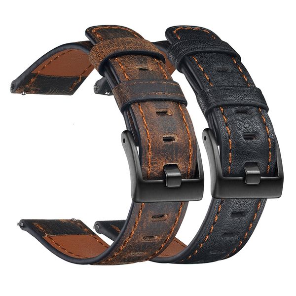 Bracelets de montre Bracelet en cuir vieilli Vinatge pour Huawei Watch GT 2 Bracelet pour Galaxy Active 2 Amazfit Bip 20mm 22mm Bracelets de montre 230729