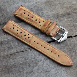 Bracelets de montre Vintage bracelet en cuir bande 20mm 22mm 24mm poreux respirant couture à la main bracelet de montre pour chaque accessoire