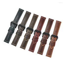 Bracelets de montre Vintage huile cire cuir de vachette bracelet 18mm 20mm 22mm 24mm 26mm Smart hommes femmes bracelet de montre