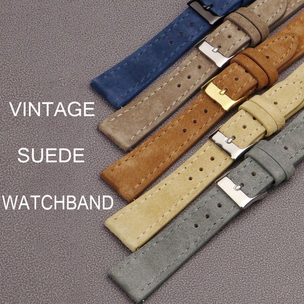 Bracelets de montres Montre en daim vintage 18mm 20mm 22mm Bracelet de montre à dégagement rapide Bracelet en cuir véritable Accessoires de ceinture pour montre de marque 230615