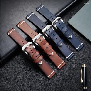 Correas de reloj, correas de reloj de cuero genuino únicas Vintage, diseño a la parrilla, accesorios de correa para hombres, correas de 18mm 20mm 22mm 24mm