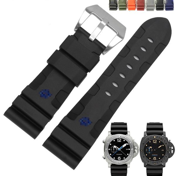 Bracelets de montres Bracelet de montre pour Panerai SUBMERSIBLE PAM 441 359 Caoutchouc de silicone souple 24mm 26mm Hommes Bracelet de montre Accessoires de montre Bracelet de montre 230606