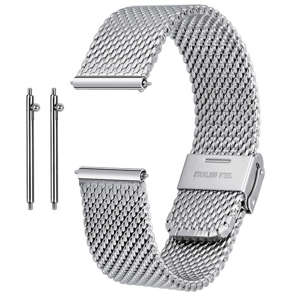 Bracelets de montres Bracelet de montre en maille d'acier inoxydable Bracelet à dégagement rapide Bracelet milanais pour remplacement Redimensionnement facile Fermoir de montre Étanche 230509