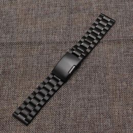 Bracelets de montre Bracelet de montre noir 18MM 20MM 22MM 24MM, bracelet en métal en acier inoxydable, bouton latéral, extrémité droite, sur Sa228T