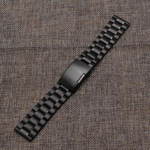 Bekijk banden horlogeband zwart 18 mm 20 mm 22 mm 24 mm roestvrijstalen metalen strap armband een zijde knop rechte uiteinde polsband op SA303C