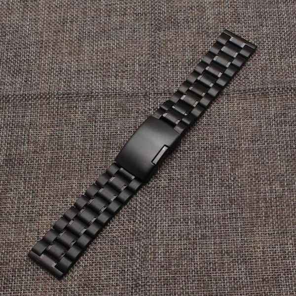 Bracelets de montre Bracelet de montre noir 18MM 20MM 22MM 24MM, bracelet en métal en acier inoxydable, bouton latéral, extrémité droite, sur Sa192U