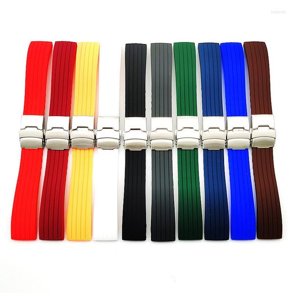 Bracelets de montre en gros 10 PCS/Lot 18 MM 20 MM 22 MM 24 MM bracelet en caoutchouc noir rouge blanc vert bleu café Orange gris couleur