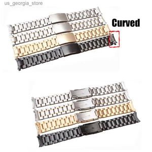 Bracelets de montre en gros 16mm 18mm 20mm 22mm 24mm classique unisexe en acier inoxydable solide lien bande courbe extrémité bande bracelet bracelet Y240321