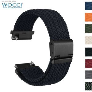 Bracelets de montre Bracelet en nylon élastique Wocci 18 mm-22 mm bracelet tissé serré de haute qualité pour une libération et un remplacement rapides avec boucle en acier inoxydable Y240321