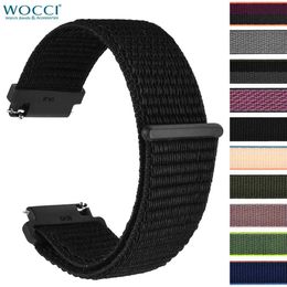 Bandas de reloj Wocci Nylon Sports Belt 18 mm 20 mm 22 mm Correa de liberación rápida adecuada para hombres y mujeres con sujetadores de gancho y bucle Q240510