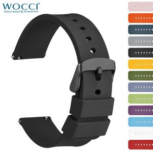 Horlogebanden WOCCI siliconen rubberen horlogeband band 14 mm 16 mm 18 mm 19 mm 20 mm 21 mm 22 mm 24 mm voor heren dames vervangende armband zwart blauw rood 231108