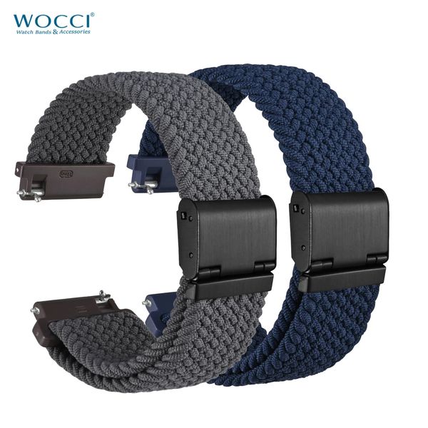 Bracelets de montre Wocci Bracelet de montre en nylon tissé 18 mm 19 mm 20 mm 21 mm 22 mm Bracelet de montre à dégagement rapide Bracelet lavable pour hommes et femmes 231108