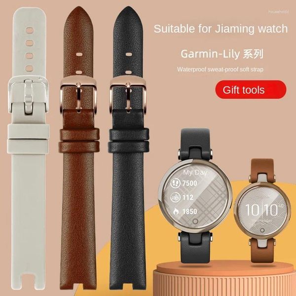 Bracelets de montre femmes mode bracelet en peau de vache 14 m pour Garmin Lily Smart bracelet de montre en cuir véritable bracelet de remplacement bracelet souple