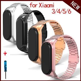 Watch Bands Xiaomi Mi Band 6 5 4 3 Pulseira Smartwatch Band 6 5 MI Band 5 STRAPE D'ACIER INOXNOSSE 240424