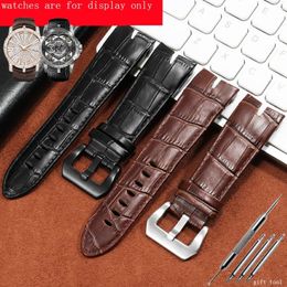 Mira bandas Yopo Genuine Leather Watch Band de 26 mm Madera marrón negra con hebilla de alfiler para accesorios para hombres de la serie 274u
