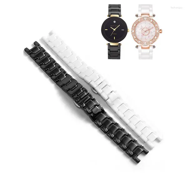 Bracelets de montre YOPO Qualité Blanc Noir Céramique Bracelet Hommes Et Femmes Spécial Encoche Papillon Boucle 16.9 20.11mm