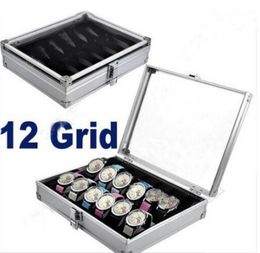 Regarder la boîte 12 Slots de grille Watch Winder Aluminium Alloy à l'intérieur de bijoux de conteneurs Organisateur Afficher la boîte de rangement Case305T9422691