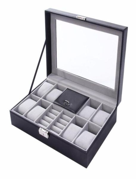 Box de reloj 8 3 Gridas mixtas 30 20 8 cm de gamuza de cuero dentro de la palabra Almacenamiento de joyas de joyas de joyería de almacenamiento de almacenamiento Mensaje Top New209F9906350
