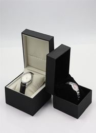 Boîte de montre Boîte de rangement de bijoux en cuir PU noir avec oreiller Single Slot Watch Boîte cadeau pour hommes et femmes3003414