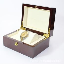 Bekijk doos High-Grade Business Gift Packaging Box Soild Wood Watch Display Box Piano Lacquer Sieraden Opslag Organisator Glitter2008255Z