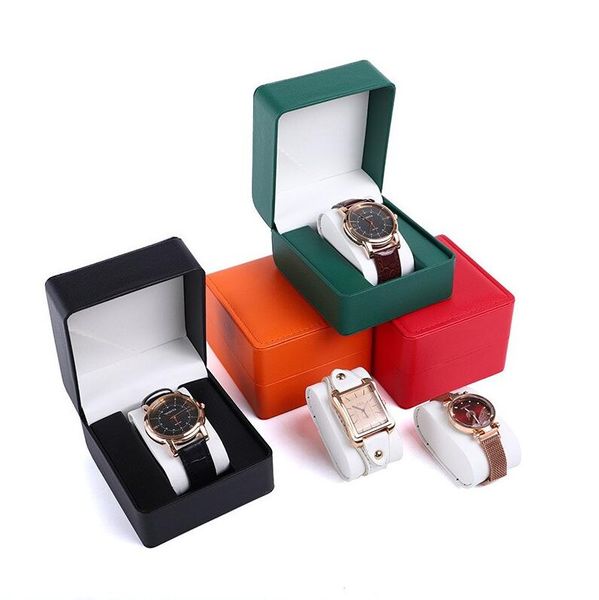 Boîte de montre en cuir PU, boîtes de rangement, support de montre-Bracelet, organisateur de bijoux, étui cadeau avec oreiller