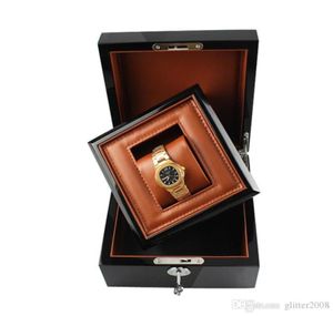 Boîte de montre en bois sans logo Boîte à cadeaux Marque de verrouillage en métal avec paillettes PU Prill20085682014
