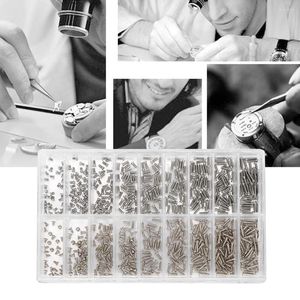 Bekijk dozen 1 2 mm micro metalen zonnebril lenzen schroefschroeven horlogemaker reparatie gereedschap kit witte hoes