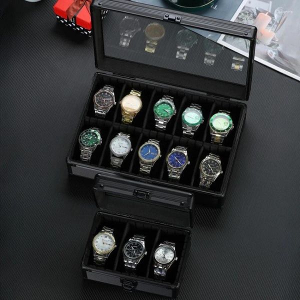 Cajas de reloj 1 3 5 Caja de tragamonedas Case de aleación de aluminio Glasstop Glasstop Watchet Soporte de almacenamiento de reloj de almacenamiento práctico