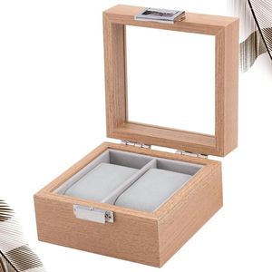 Boîtes de montre 1 PC 2 Grilles Exquise Boîte en bois Handy Display Organizer Couple de rangement pour cadeau