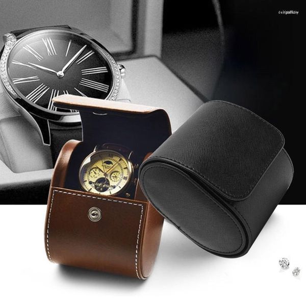 Boîtes de montres 1 fente étui de voyage étanche montre-bracelet rouleau organisateur cuir PU pour affichage de bijoux cadeau Commercial