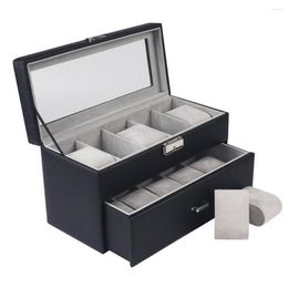 Boîtes de montres 10 Slot 2-Tier Fashion Box Case Jewelry Storage Holder avec couvercle