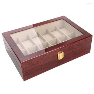 Horlogedozen 12 rasters houten klokdoos sieraden vitrine houder organizer voor horloges mannen vrouwen valentijnscadeaus