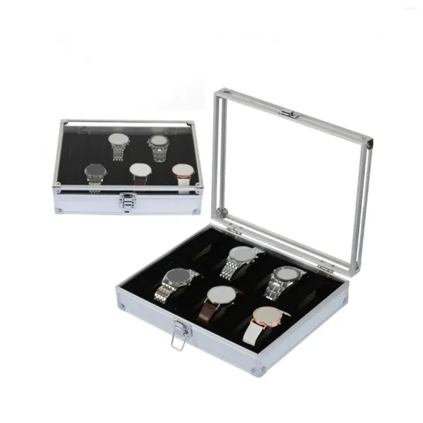 Mira las cajas de 12 tragamonedas caja de recolección de joyas de cajas multifuncionales escaparate portátil a prueba de polvo para el tocador de gabinete en casa