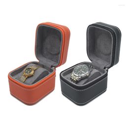 Boîtes de montre 2022 1 boîte de rangement de voyage à rouleau à fente avec coussin de Protection anti-glisse pour l'affichage de la fenêtre de bijoux