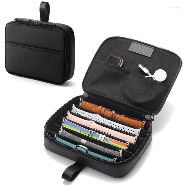 Boîtes de montres 2022 multifonction Portable sangle organisateur montres étui Durable voyage transportant boîte de rangement sac noir