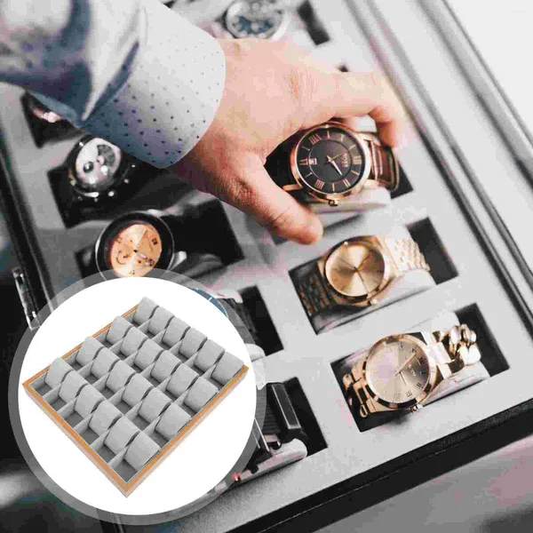 Boîtes de montres 24 fentes mallette de rangement en bois présentoir plateau de bijoux support haute capacité homme bijoux Bracelets