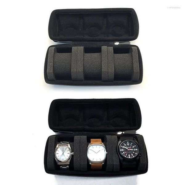 Boîtes de montres 3 Slot Box Collector Voyage Affichage Pour CASE Organisateur Bijoux Stockage Montres Cravates Bracelet Collier
