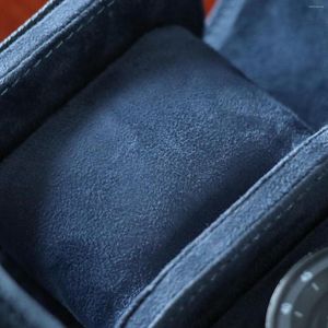 Cajas de reloj Relojes de 3 ranuras Estuche de viaje en rollo Organizador clásico de PU para viaje de collar Negro