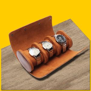 Bekijk dozen 3 slots Roll Watch Casewatch Holder opslag Organisator weergave Case Pu Leather Portable Watch Gift Sieraden Box