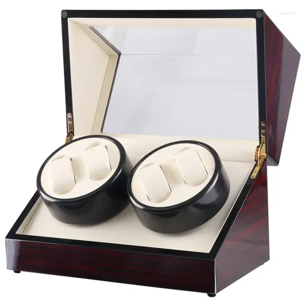 Boîtes de montres 4 0 Boîte à remontoir automatique en bois Montres Rangement Porte-bijoux Affichage Ultra Silencieux Shaker Remontoir