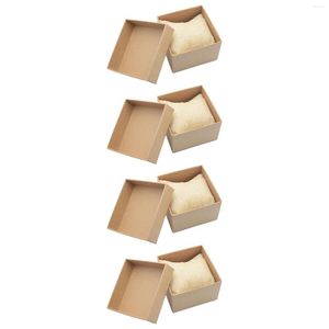 Caixas de relógio 4x caixa Kraft para homens e mulheres com proteção de travesseiro único jóias relógios de pulso estojo de armazenamento